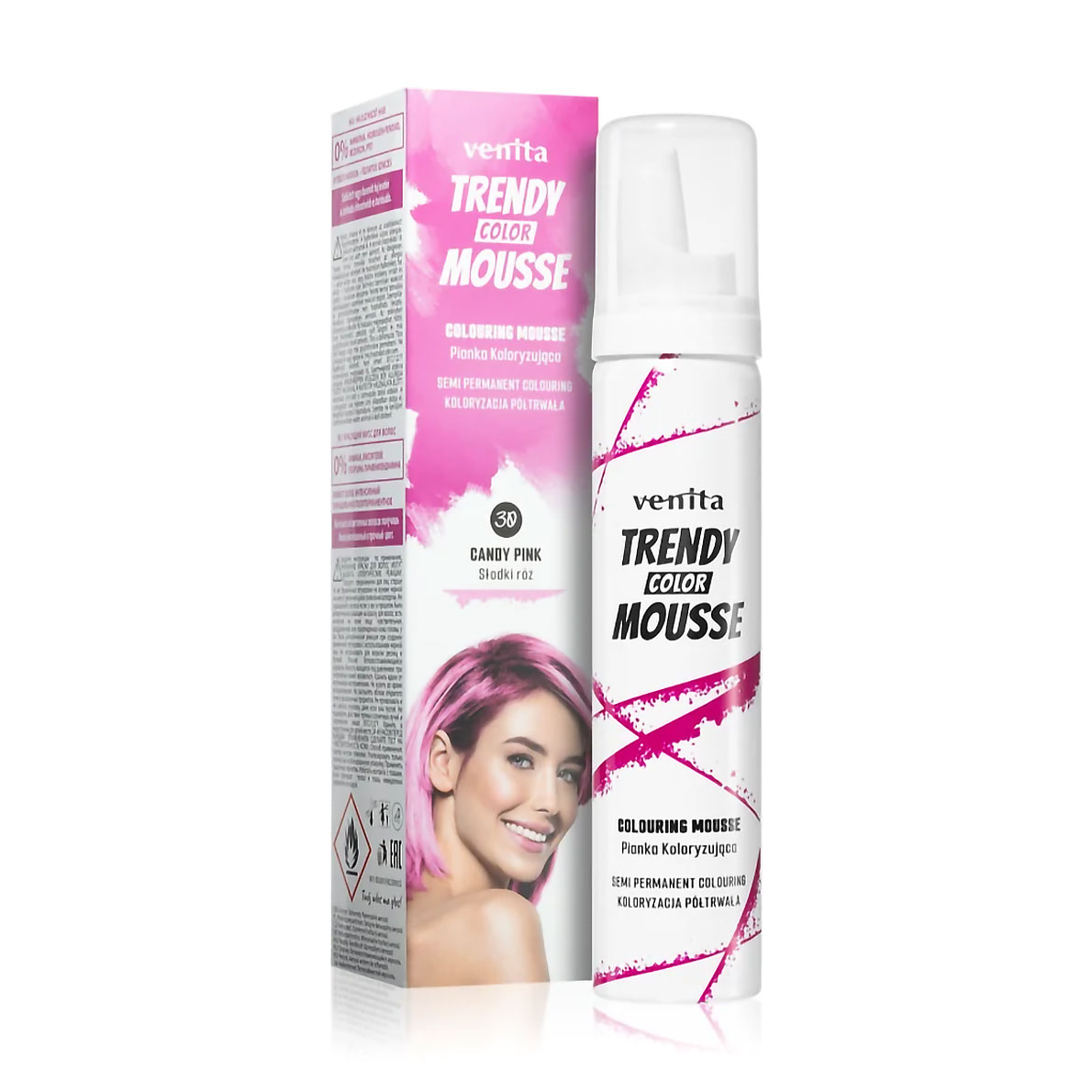 Відтінковий мус для волосся Venita Trendy Color Mousse 30 Яскраво-рожевий, 75 мл