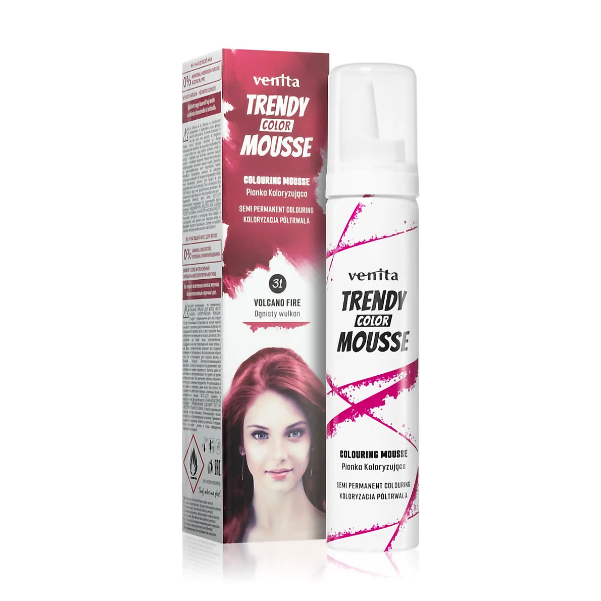 Відтінковий мус для волосся Venita Trendy Color Mousse 31 Вогняний вулкан, 75 мл