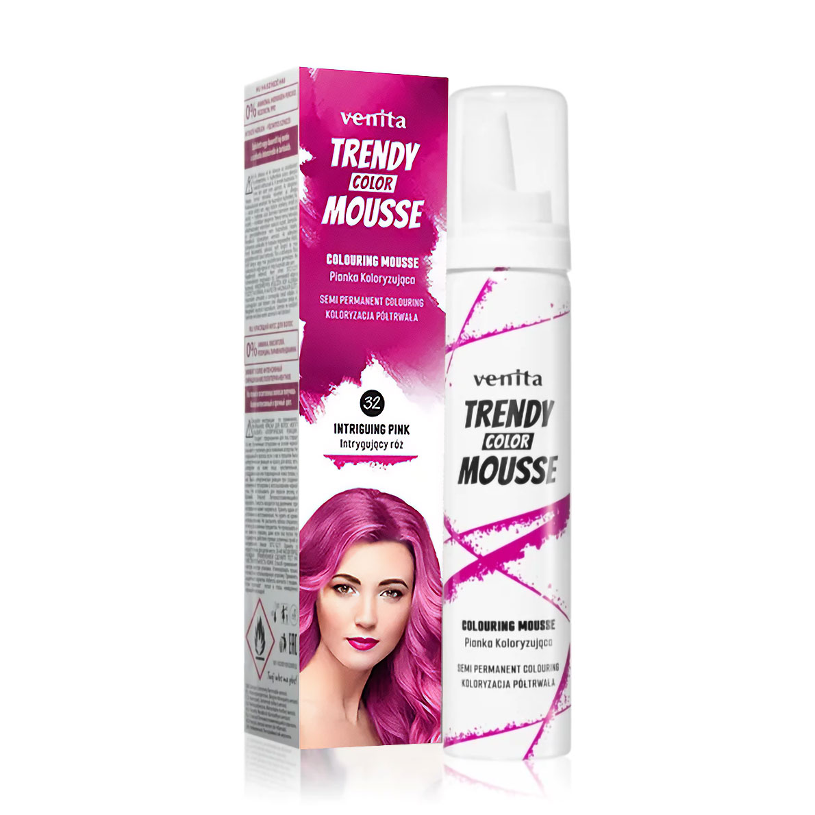 Відтінковий мус для волосся Venita Trendy Color Mousse 32 Інтригувальний фіолетово-рожевий, 75 мл